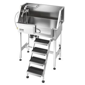 34" Dog Washing Station, Stainless Steel Pet Grooming Tub Bathtub, Professional Dog Wash Sink with Shower, Faucet, Soap Holder (Default: Default)